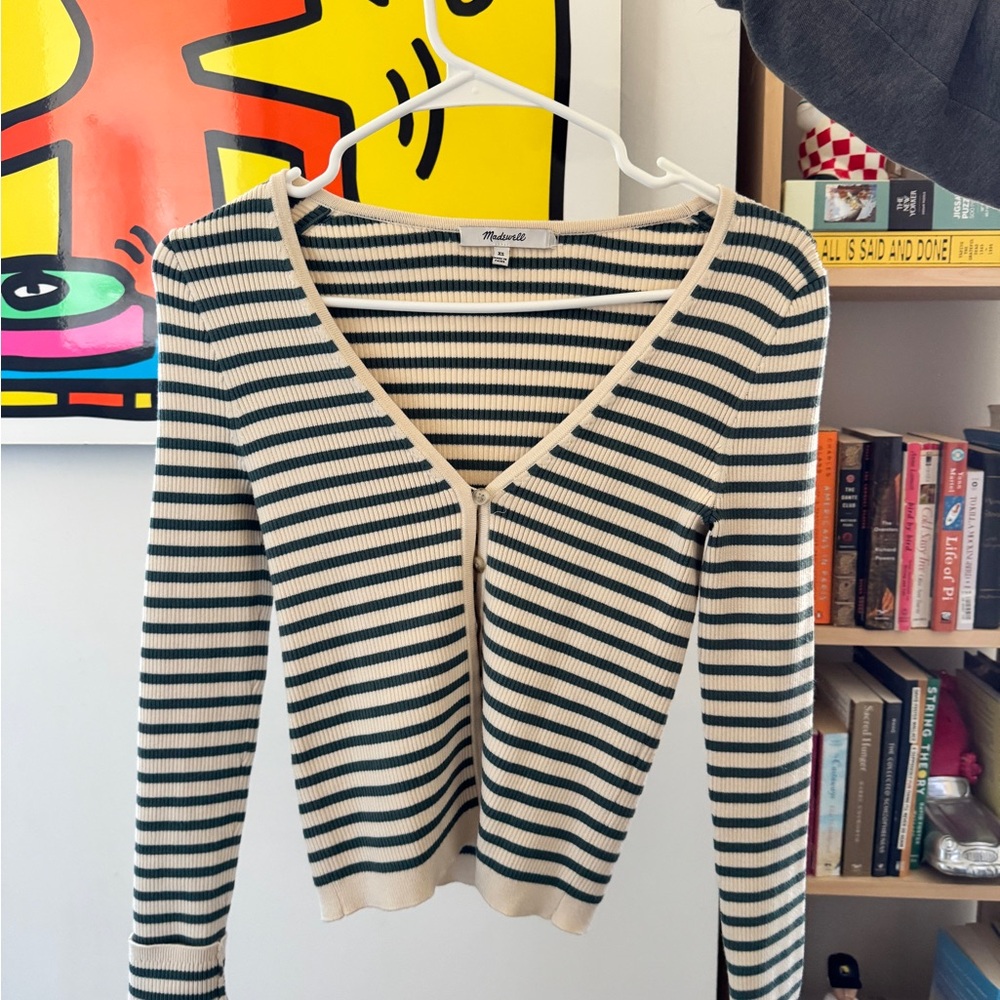 Madewell Cream and Black Striped Top
